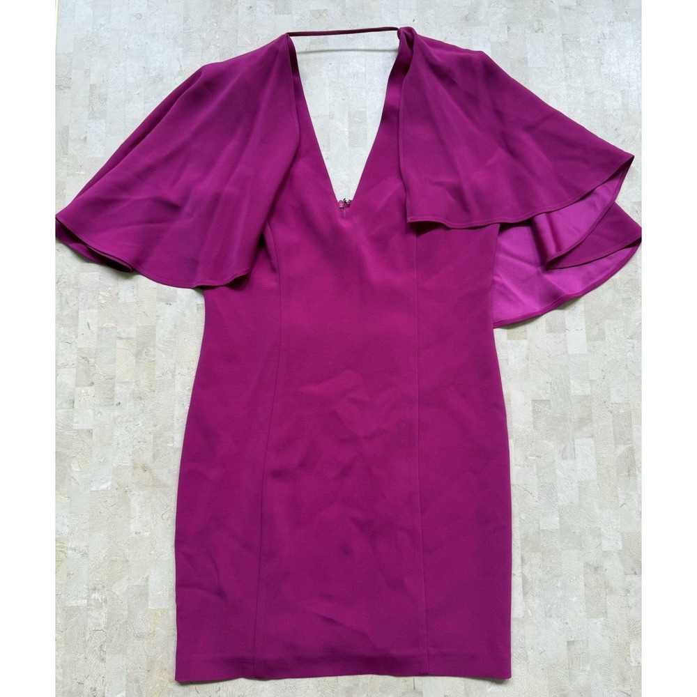Intermix Muller Caplet Cocktail Cape Dress Magenta Flutter Sleeve‎ Size Small